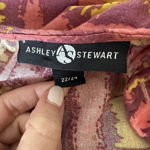 Ashley Stewart Size 22/24 Linen Blend Wide Leg Colorful Artsy Jumpsuit Boho - Picture 14 of 15